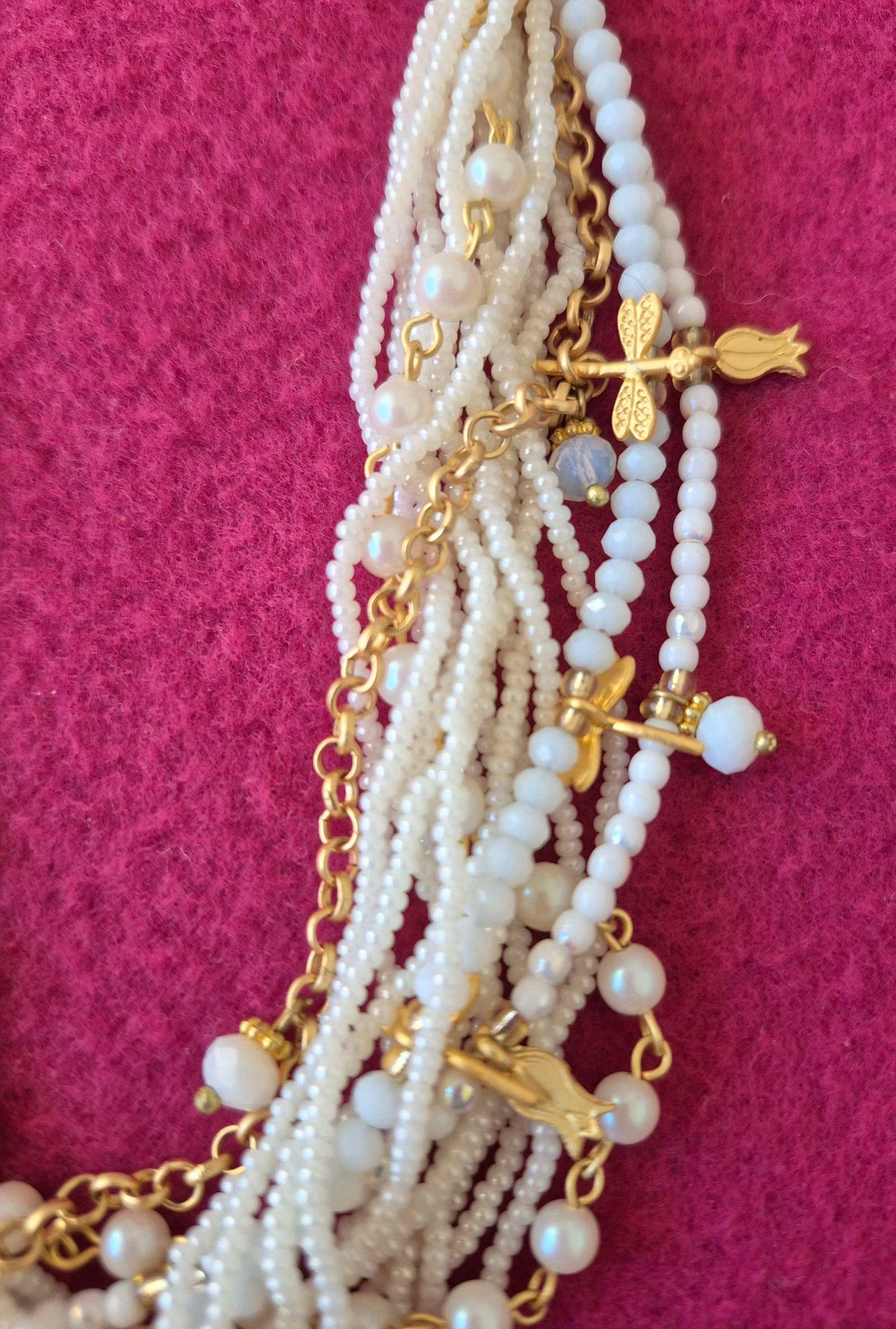 Colar Pedra Dura Novo Multifios Branco e Dourado/Collier Pedra Dura (Neuf) /Collana/Collar – photo 2